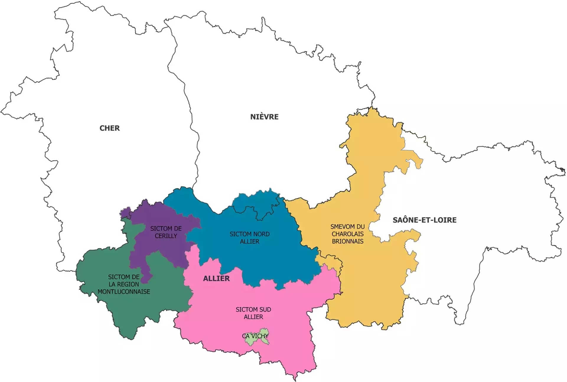 Carte des collectivités UVE Bayet